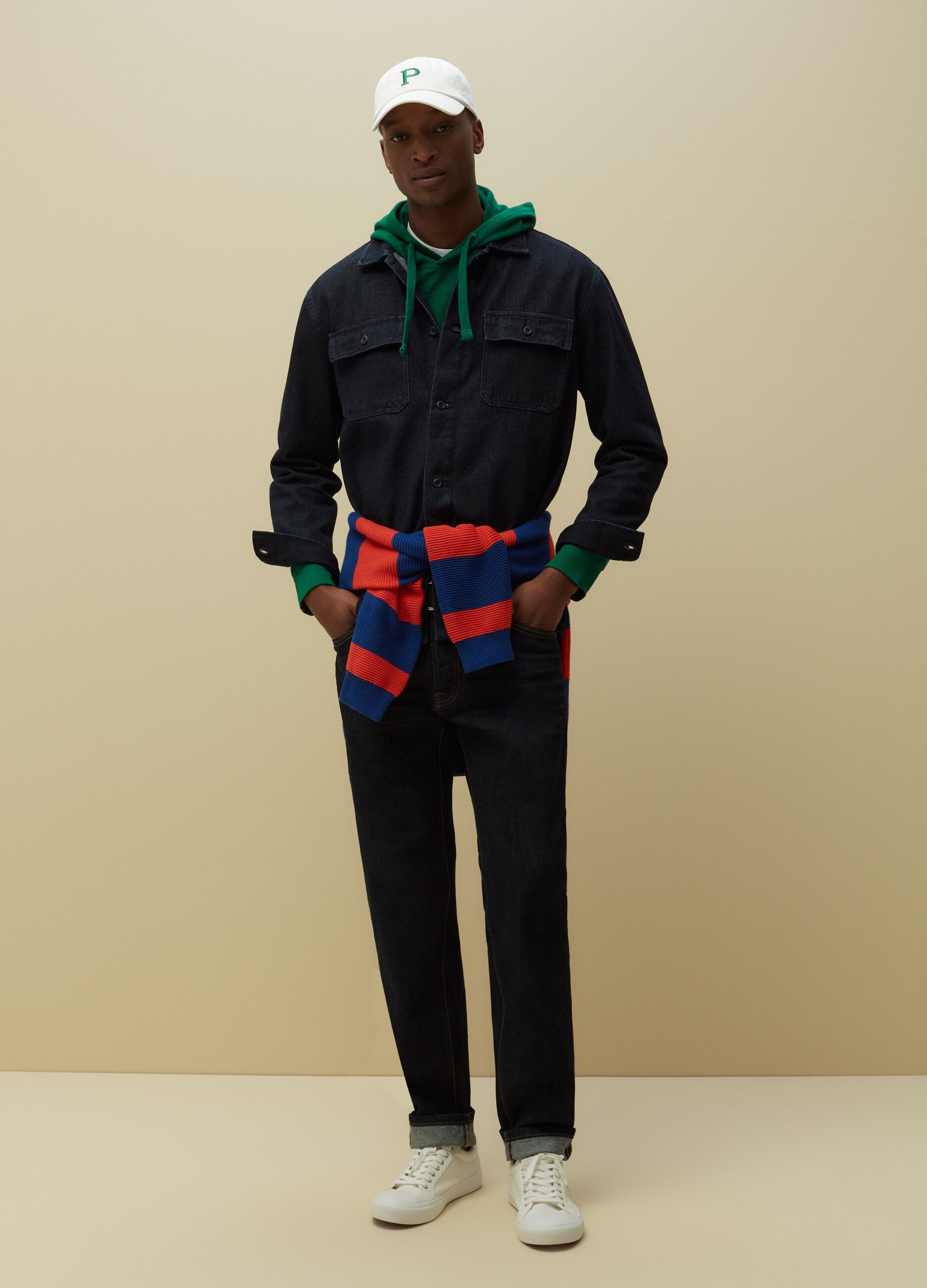 Shacket in denim con tasche_0