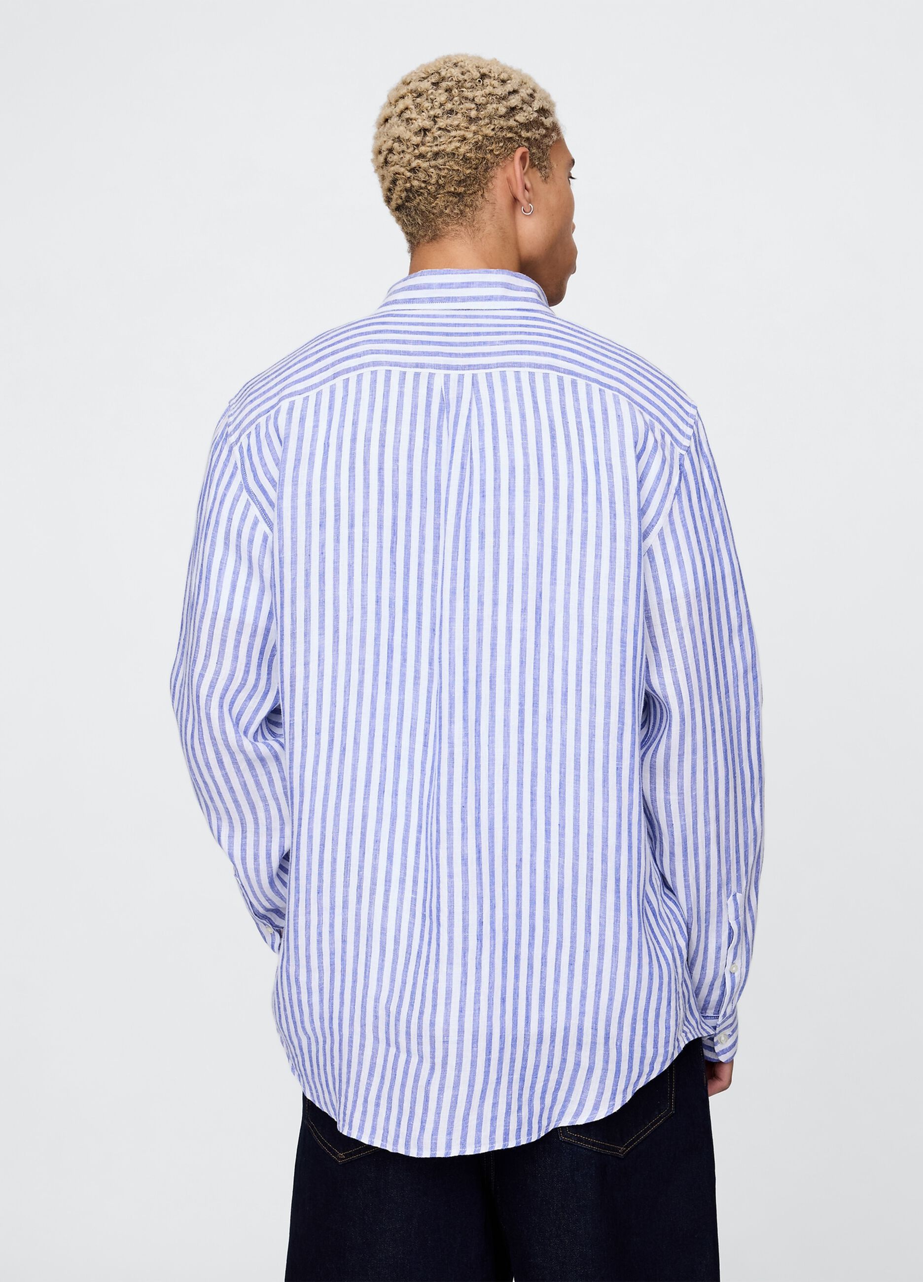 Oversized Light Blue and White Striped Shirt