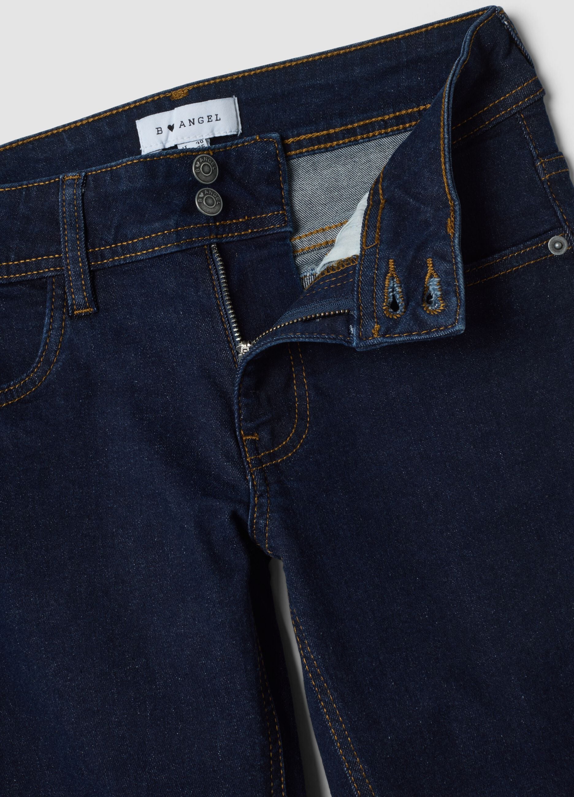 Jeans blu flare in cotone elasticizzato