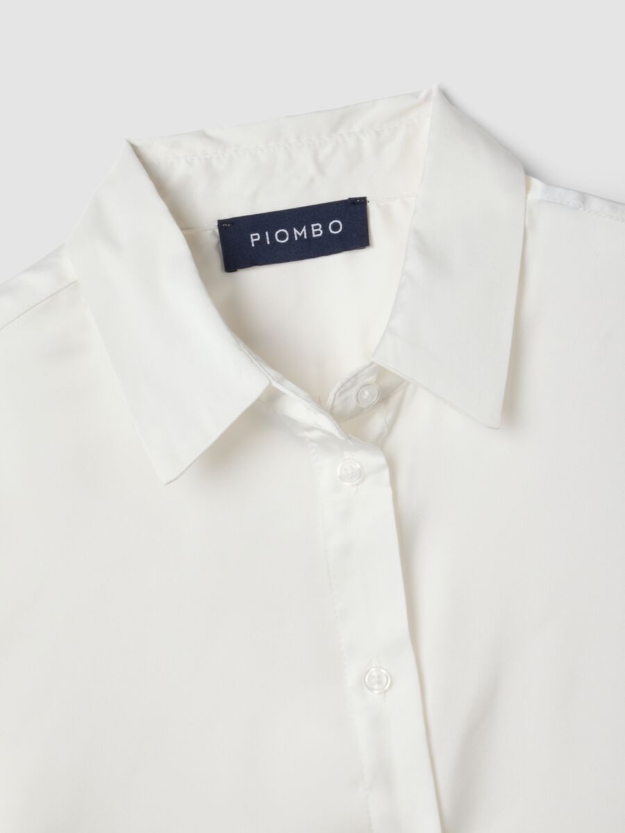White stretch-fabric shirt with classic collar, regular fit_5