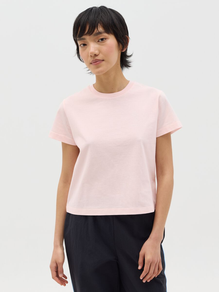 Pink boxy-fit T-shirt in cotton_0