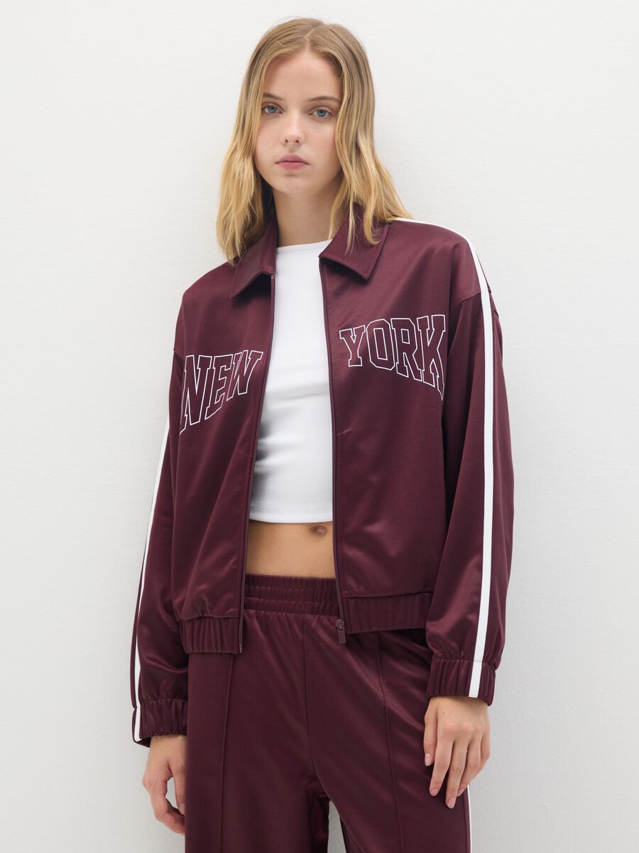 Felpa in misto cotone rossa regular fit con zip_0