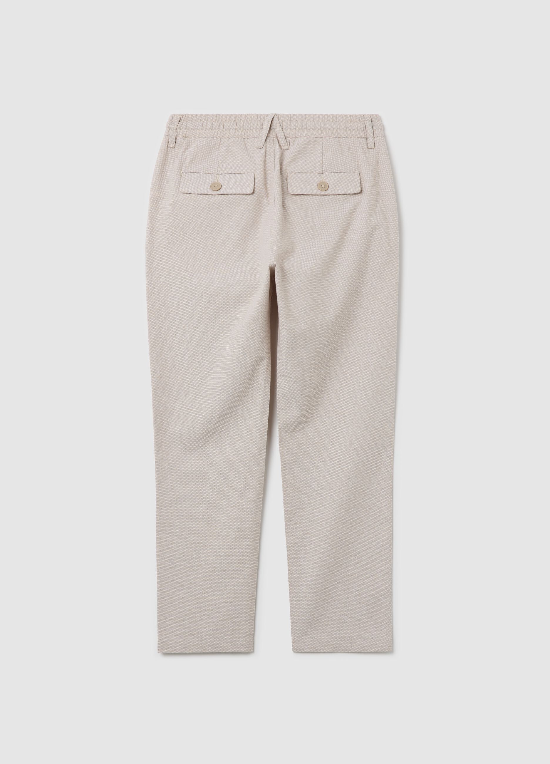 Beige trousers with elastic in cotton