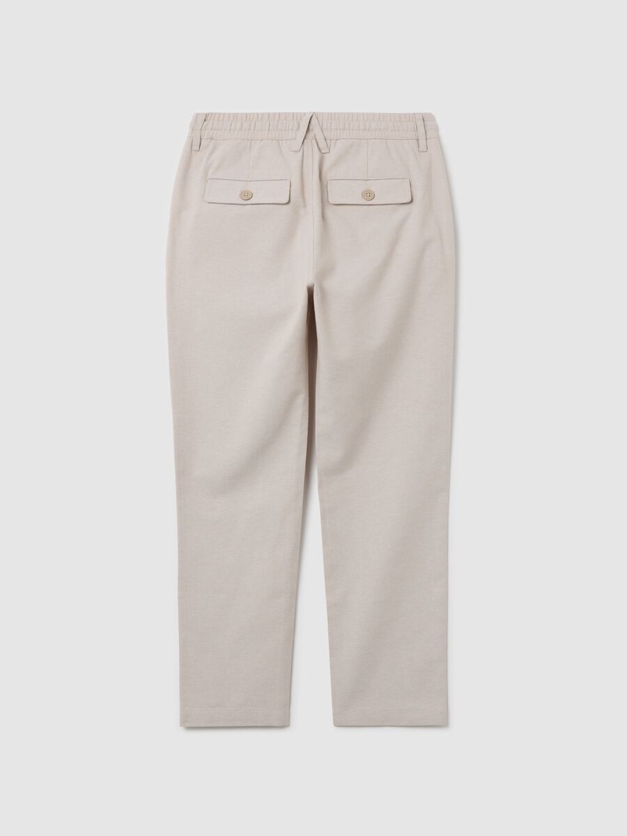 Pantaloni beige con elastico in cotone_1