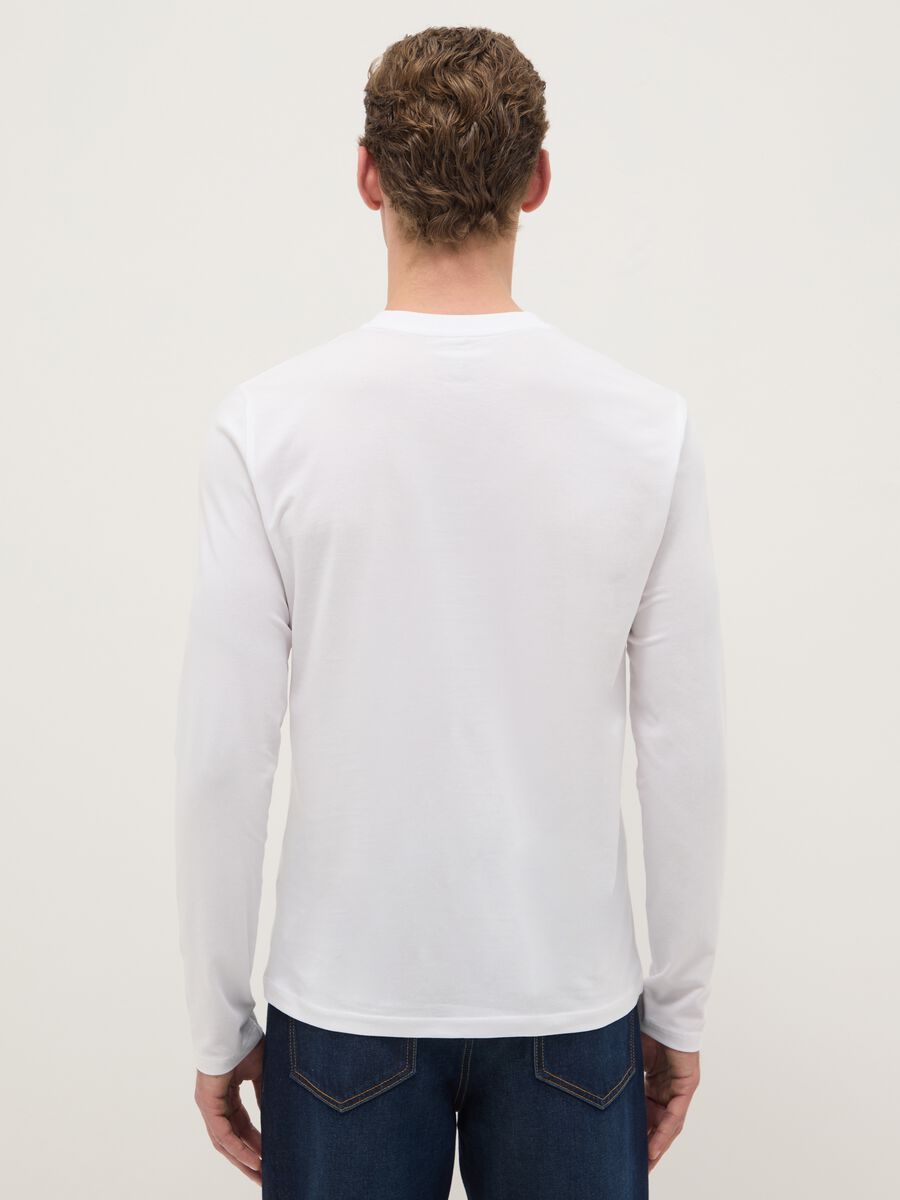 White long sleeve T-shirt in stretchy cotton regular fit_2