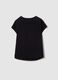 Girls' black stretch cotton slim fit t-shirt with slogan_1