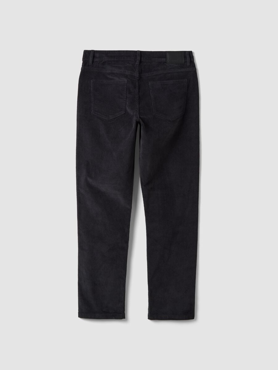 Grey slim-fit ribbed stretch cotton trousers_2