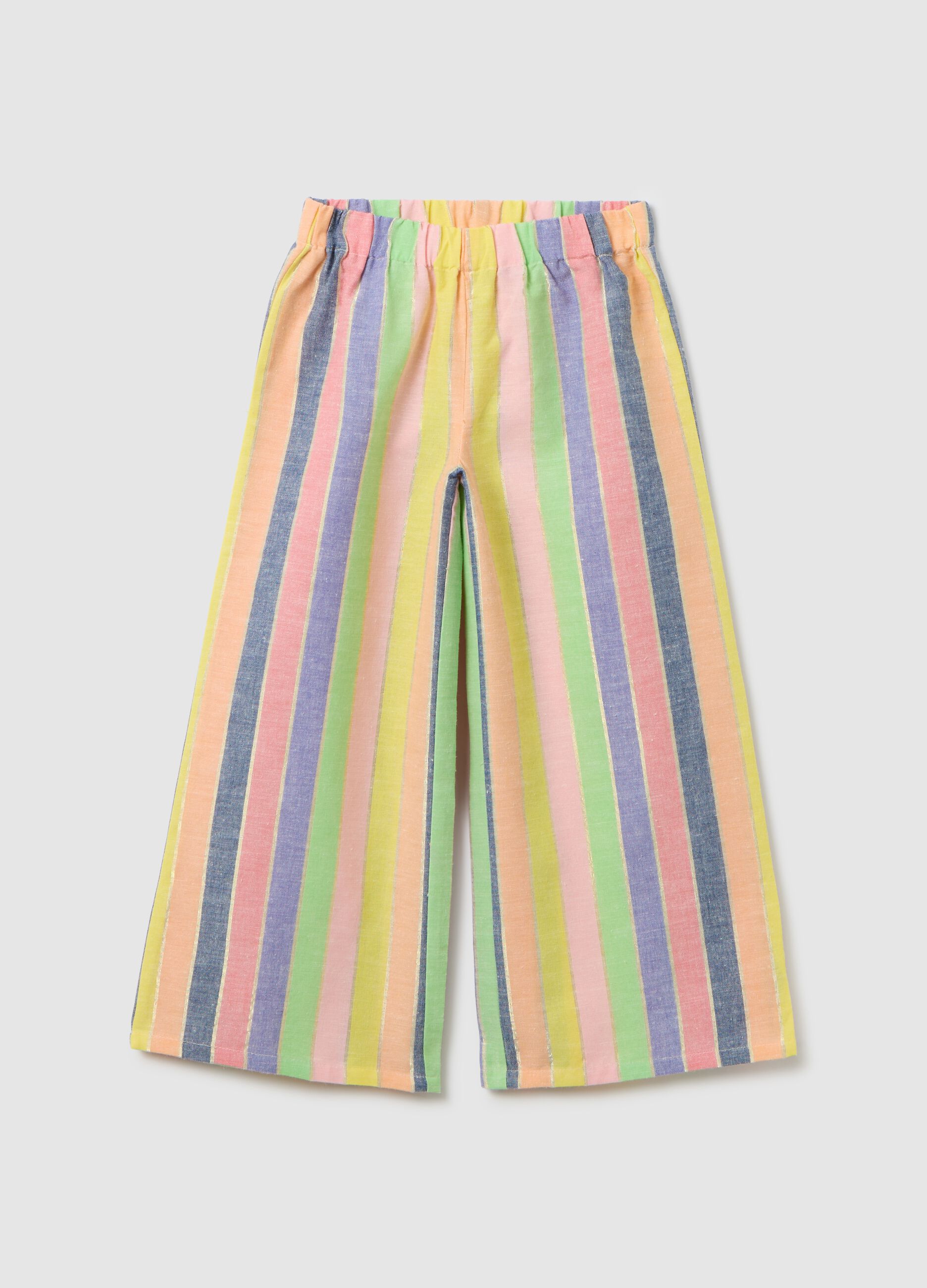 Wide Multicolor Striped Trousers