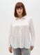 White long-sleeve regular fit blouse with classic collar_0