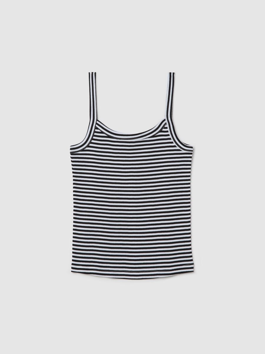 Black and white striped cotton top_4