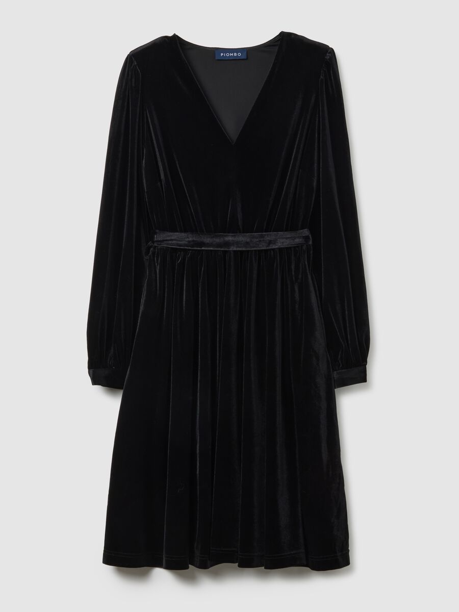 Black regular fit dress with belt_4