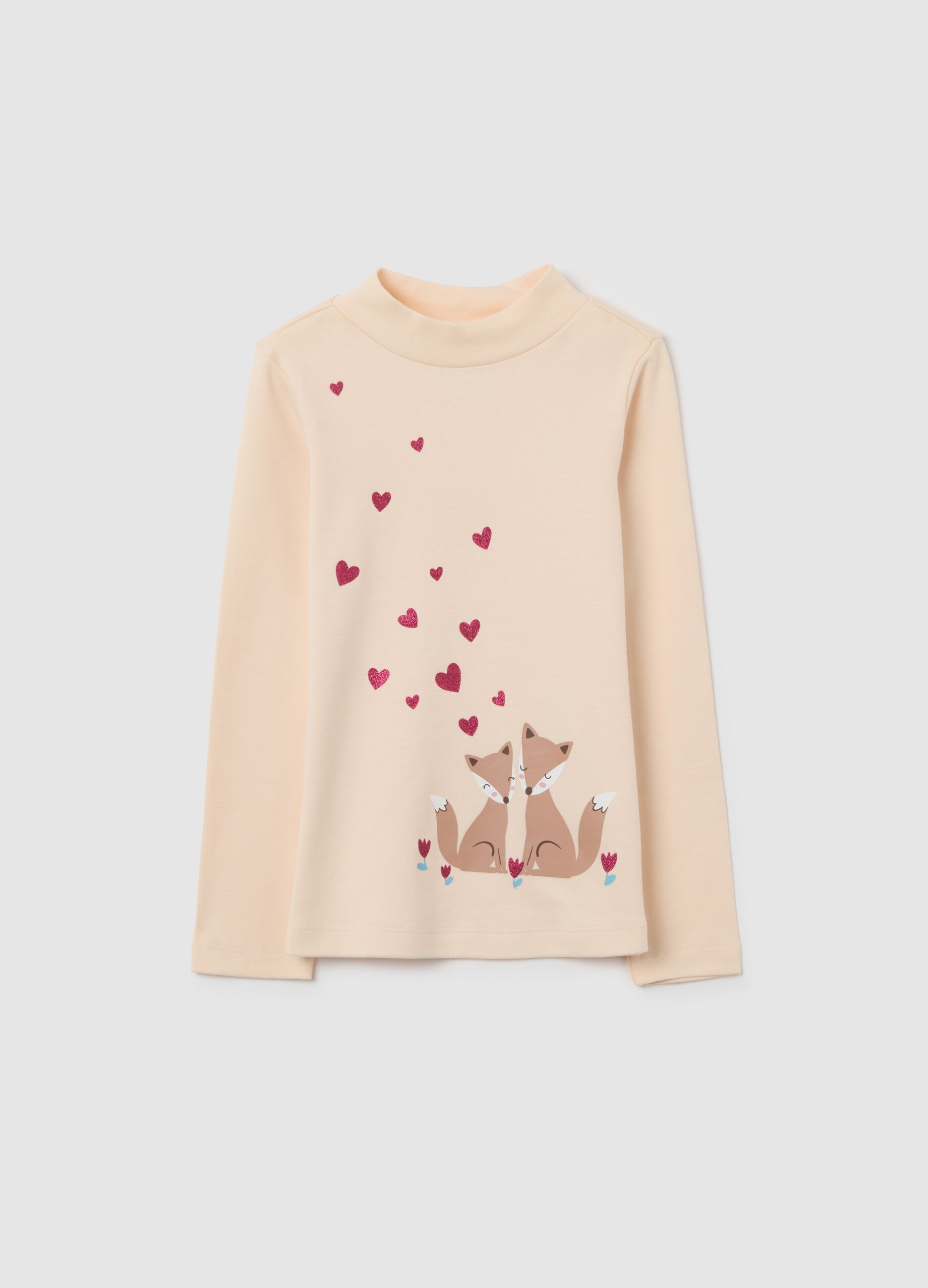 Girl's beige pure cotton sweater, regular fit