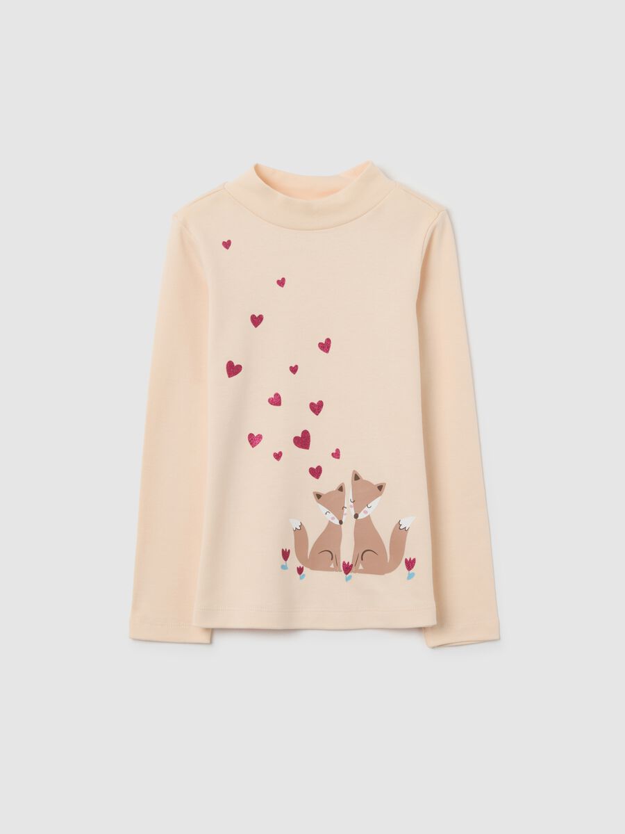 Girl's beige pure cotton sweater, regular fit_0