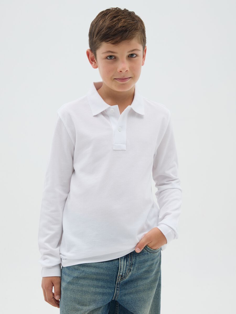 Boys' Pure White Cotton Polo Regular Fit_0
