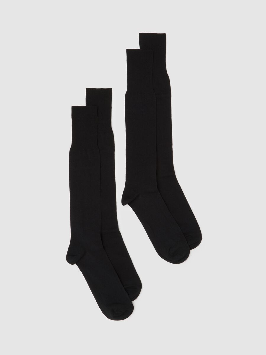 Two-pack men's black long socks in cotton blend_0