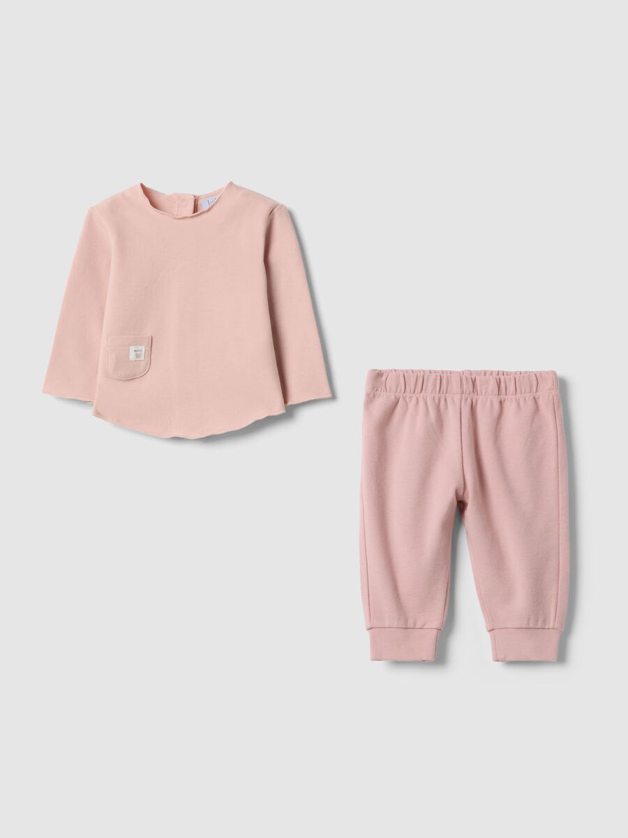 Pink Baby Cotton Stretch Top and Trousers Set_0