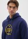 Blue Cotton Blend Hooded Sweatshirt Regular Fit_3