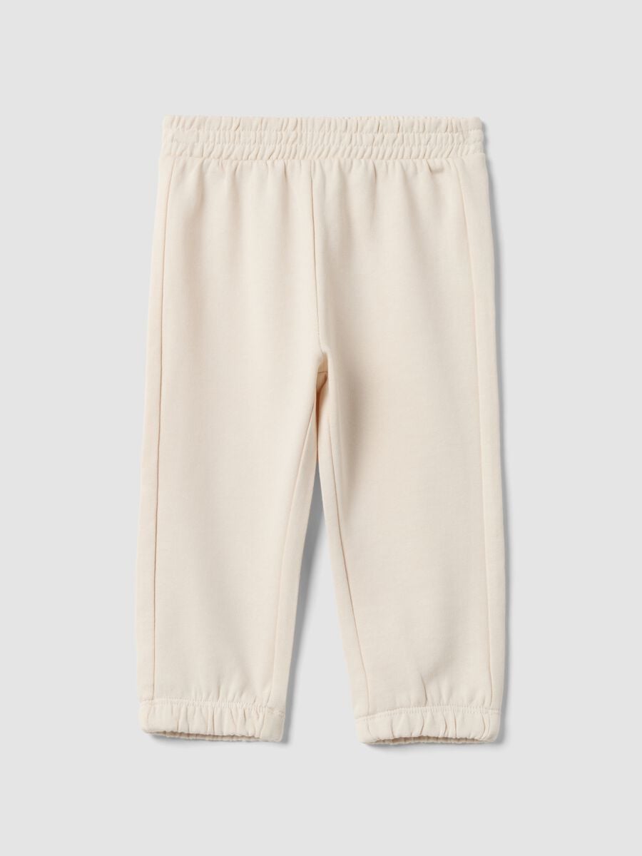 Pantaloni jogger bianchi in puro cotone per bimba_0