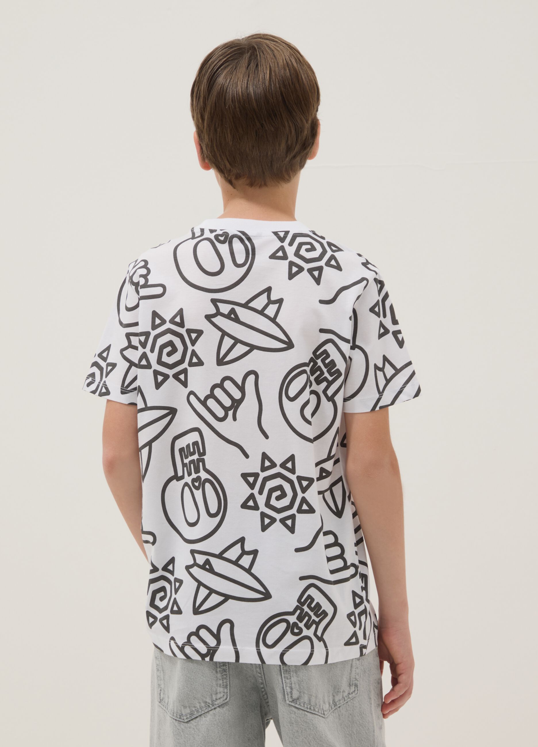 White pure cotton short-sleeve T-shirt