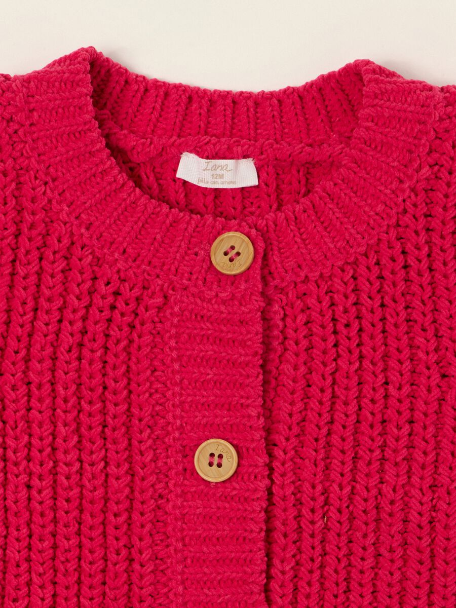 Red knitted cardigan for baby girl, regular fit_1