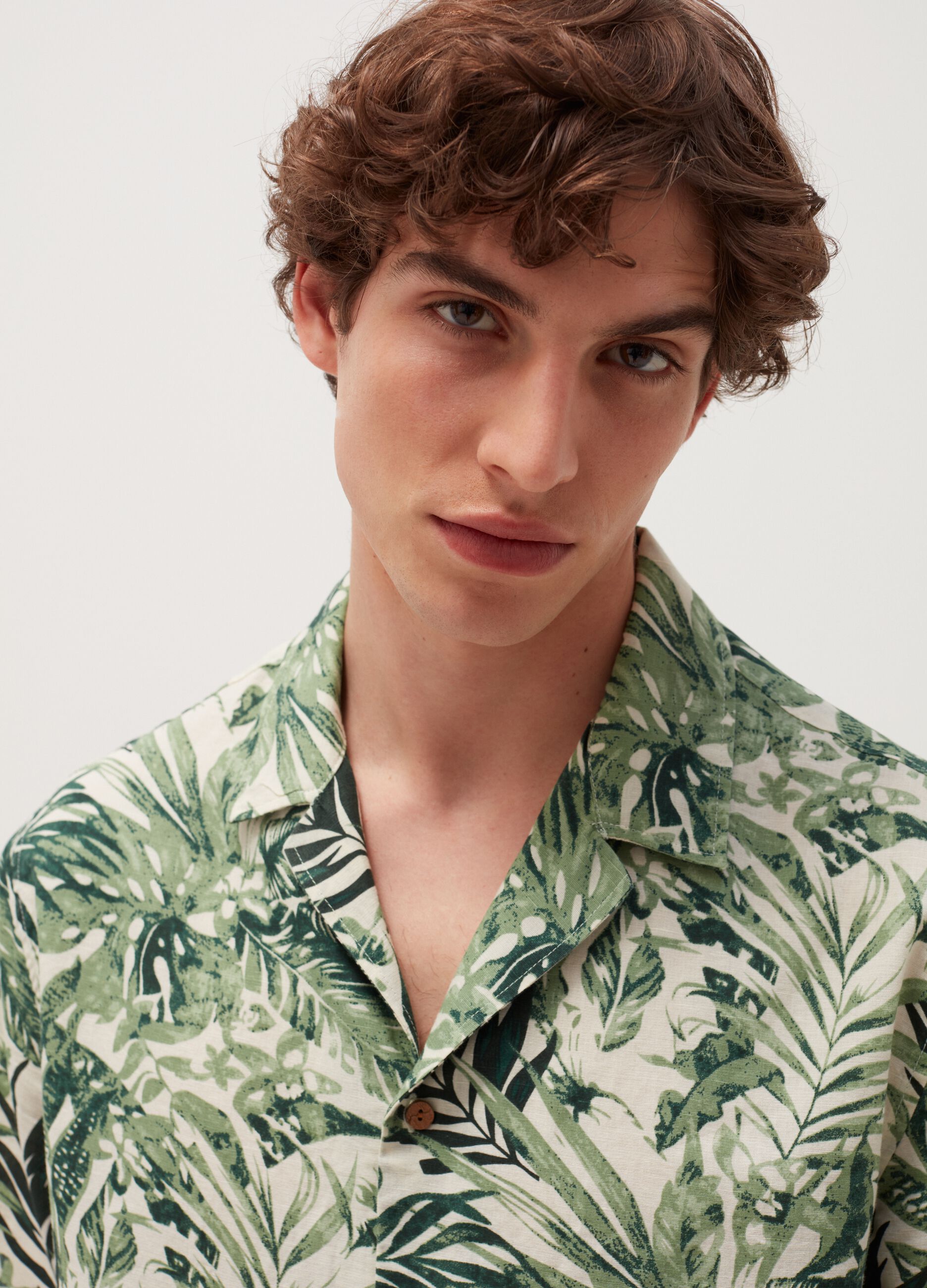 Camicia a maniche corte stampa palme_0