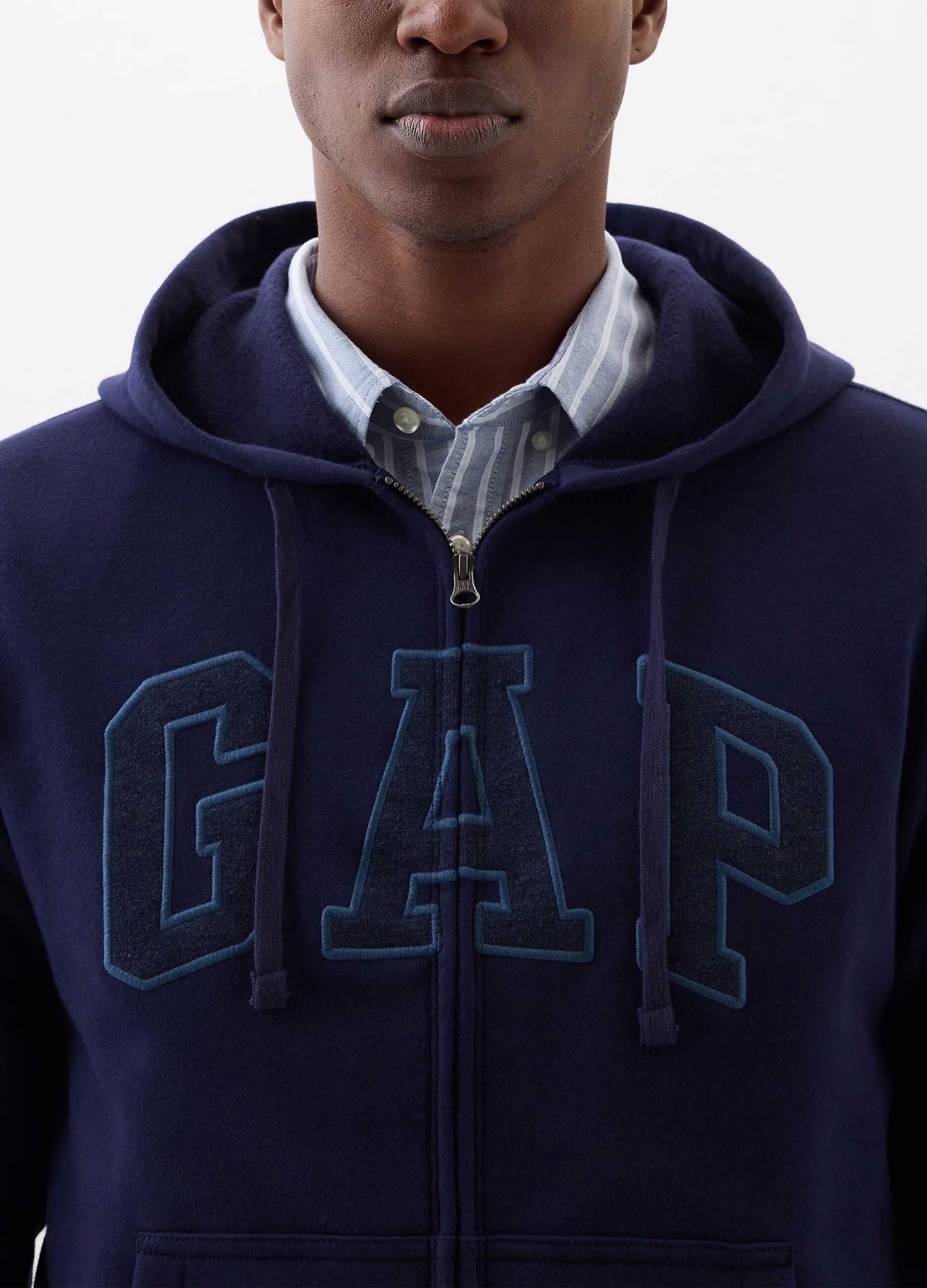 Full-zip in felpa con ricamo logo