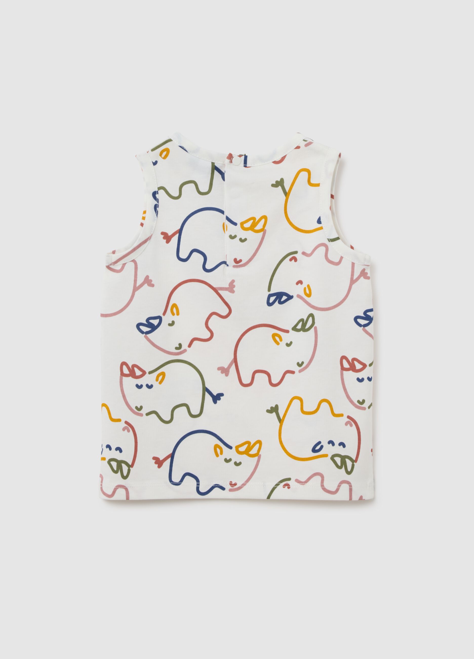 Maglietta senza maniche da bambino in puro cotone multicolor regular fit con stampa