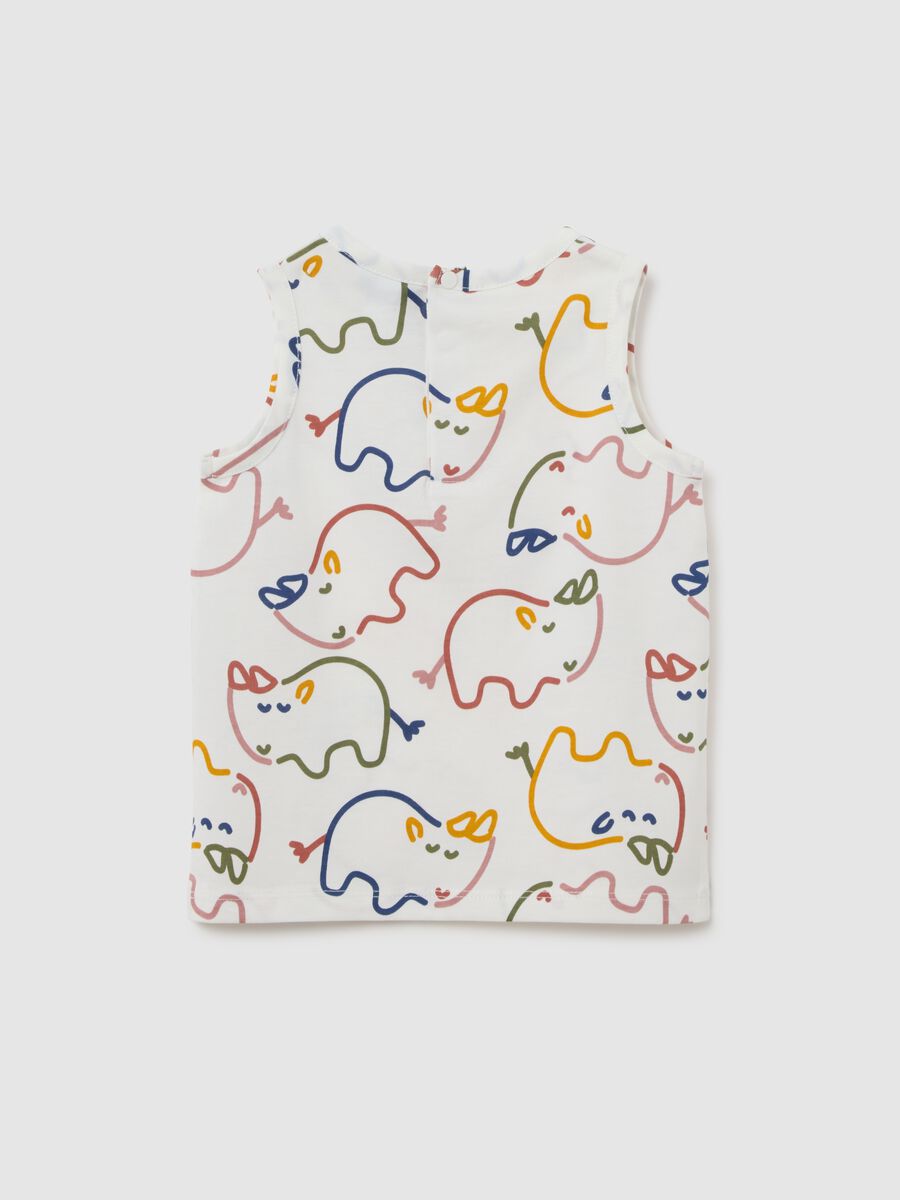 Children's sleeveless multicolour cotton T-shirt, regular fit with print_1