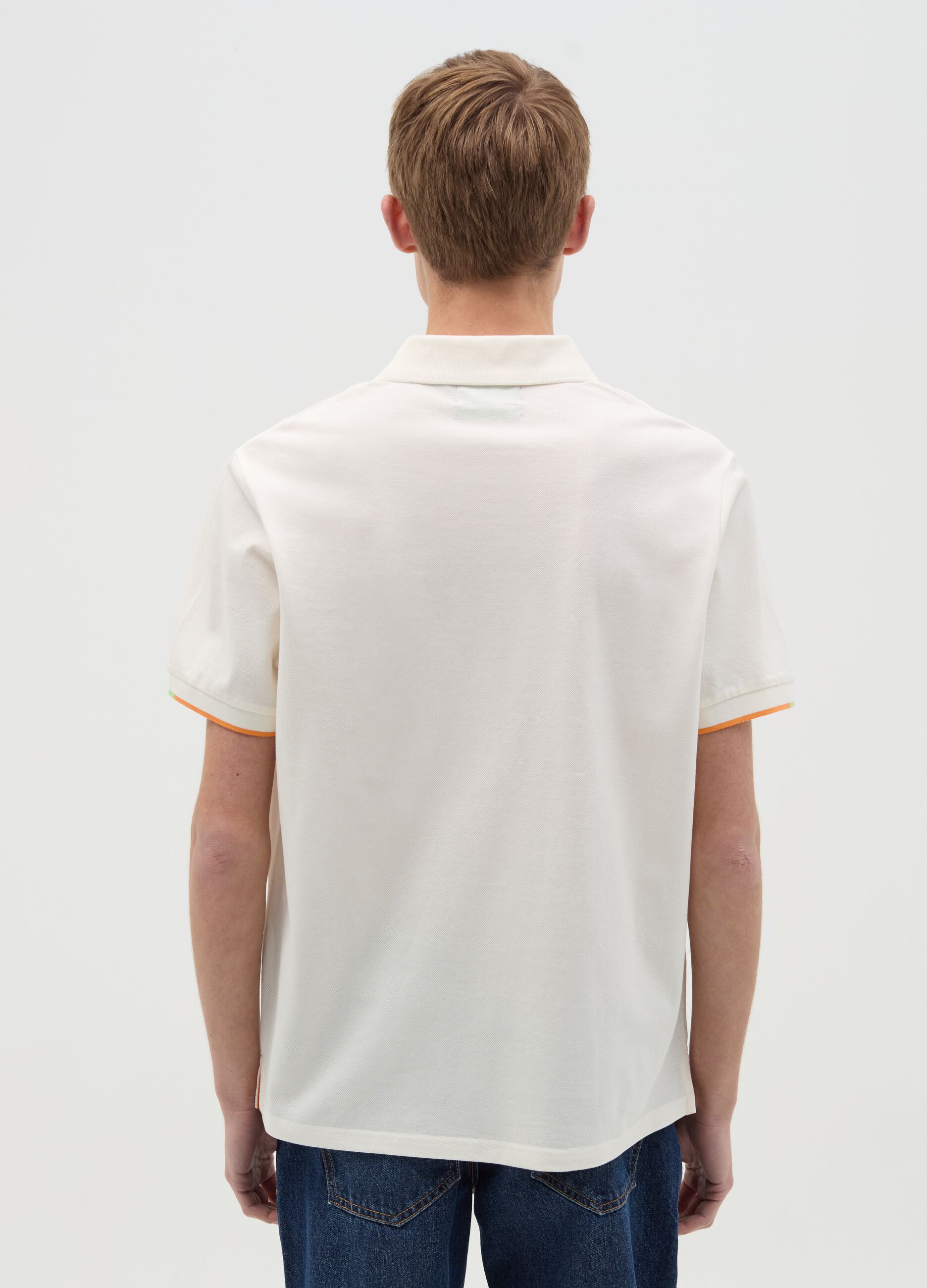 Pique polo shirt with logo print