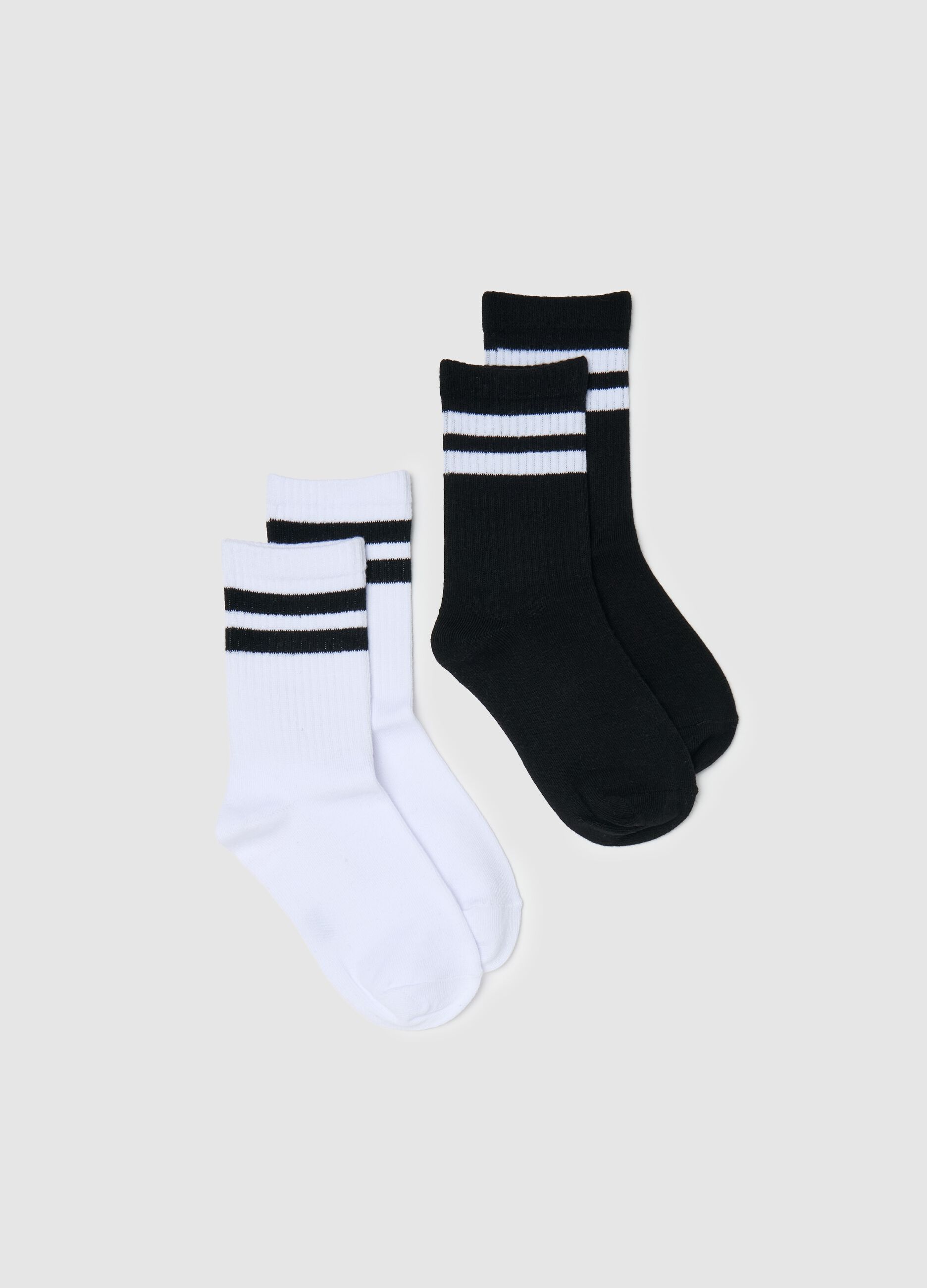 Two-pair pack tennis socks with striped detail