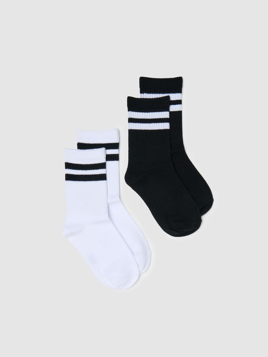 Two-pair pack tennis socks with striped detail_0