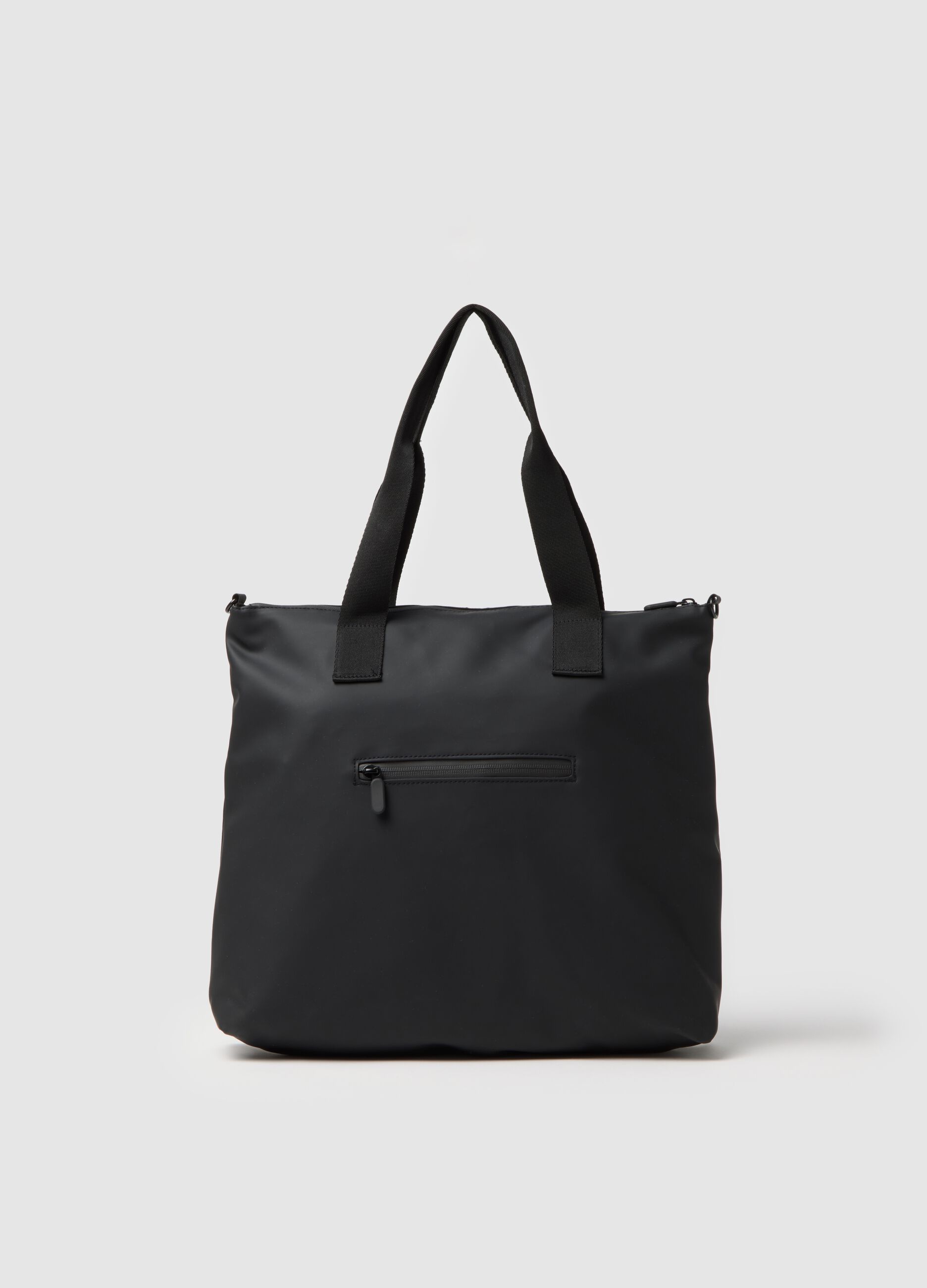 Shopper nera con tasche