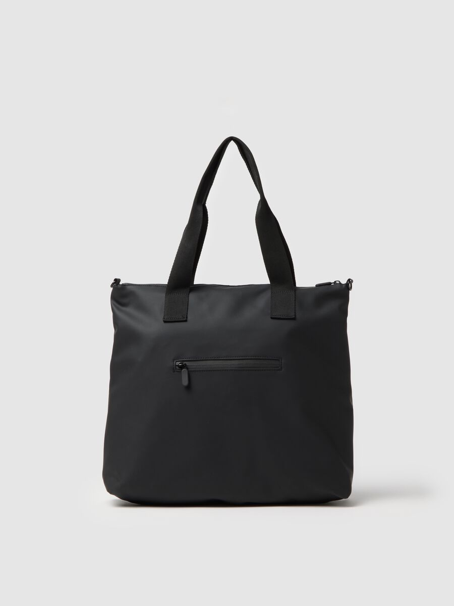 Shopper nera con tasche_1