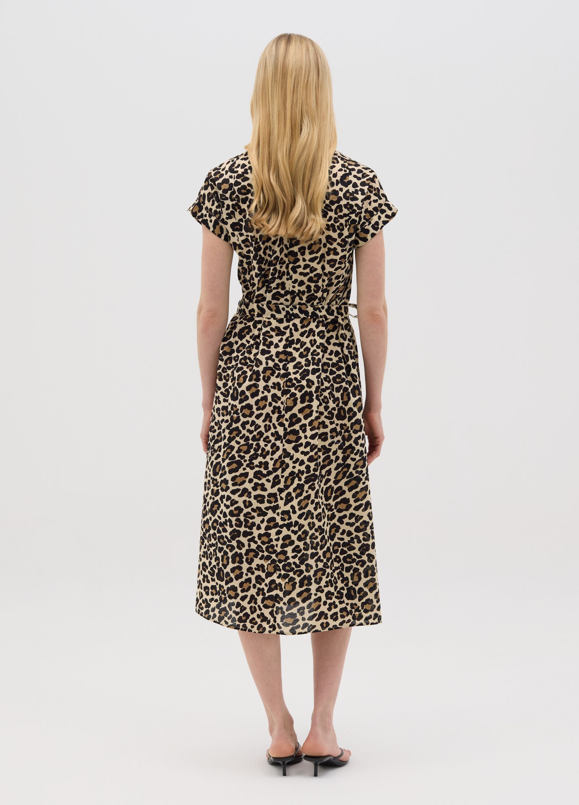 Abito da donna in puro cotone multicolor con stampa leopardata