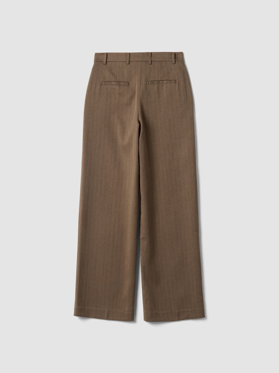 Brown regular-fit formal trousers in stretch viscose_2