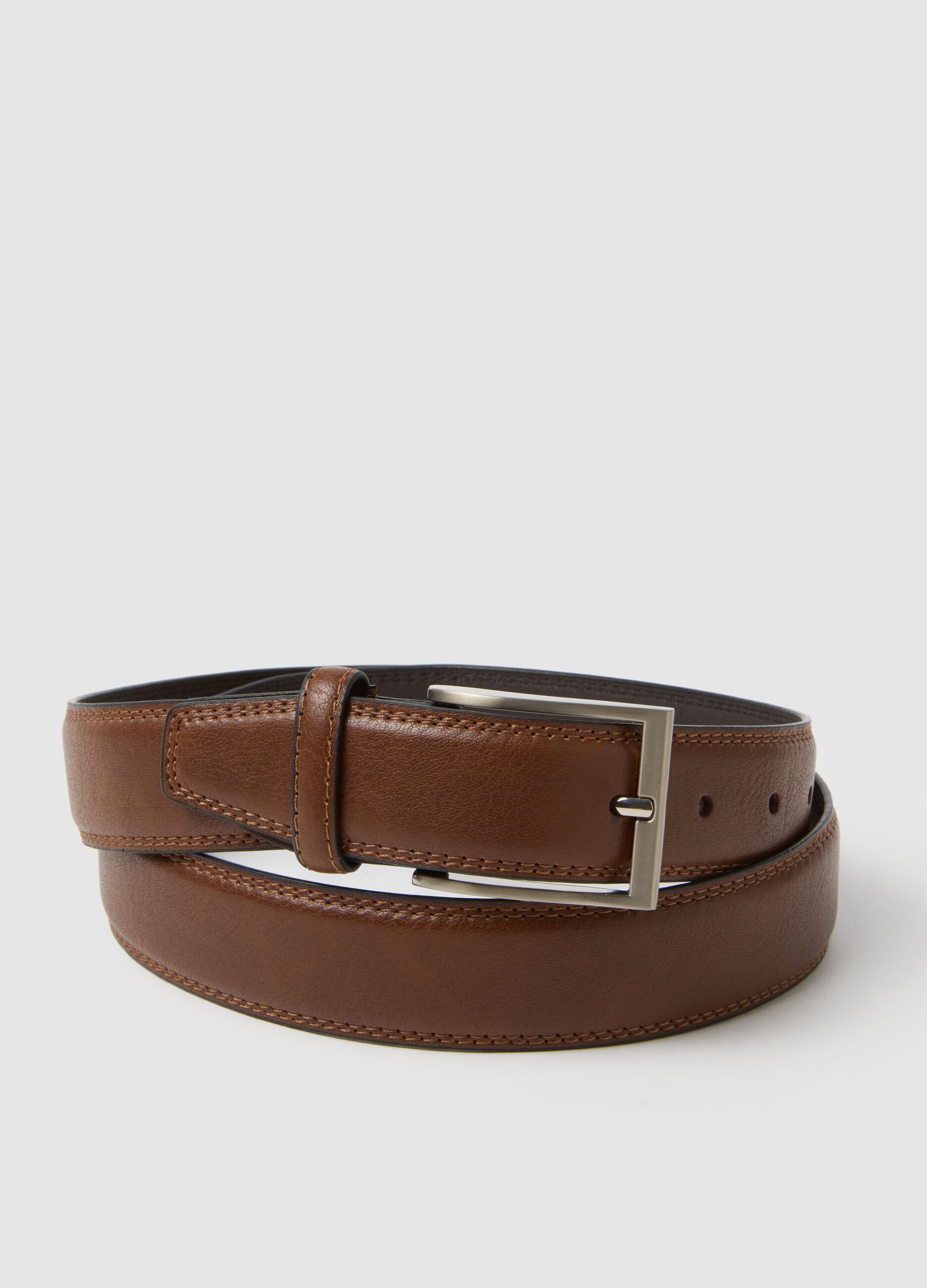 Brown genuine leather belt