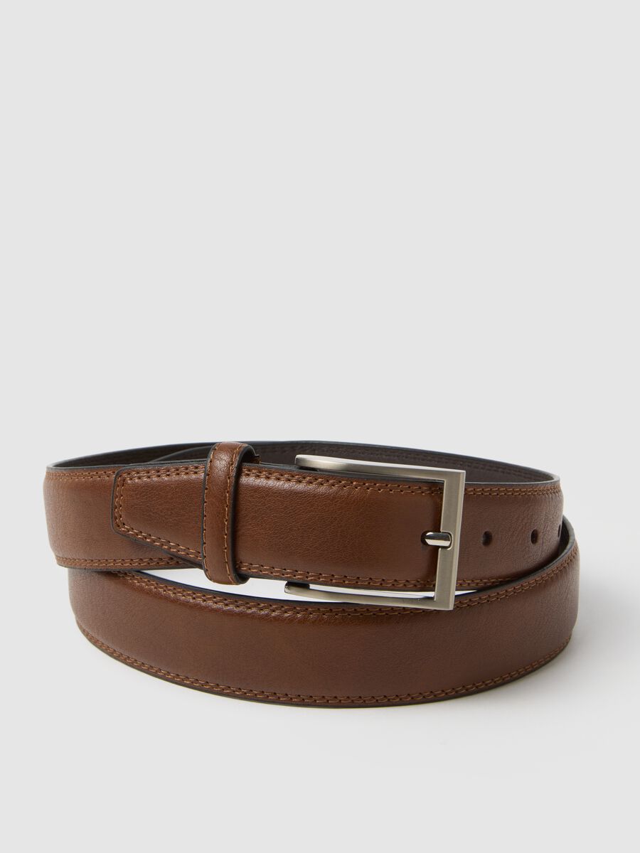 Brown genuine leather belt_2