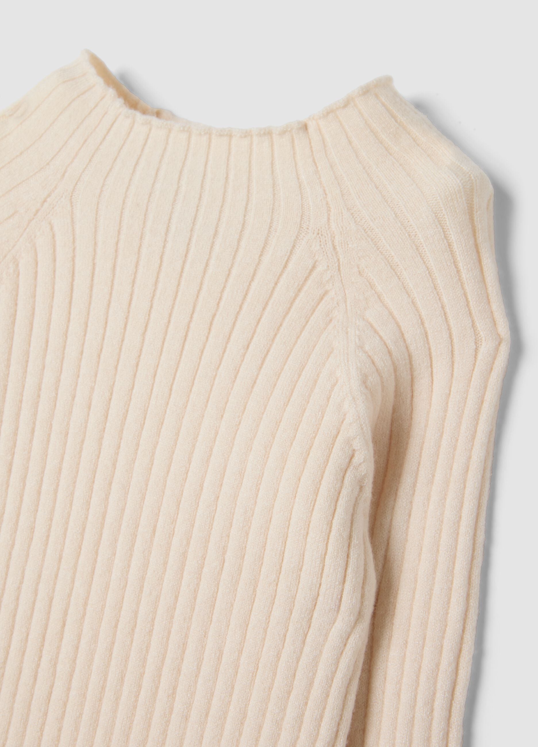 White ribbed viscose-blend crew-neck top