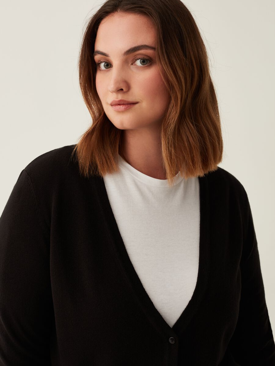 Cardigan con bottoncini e spacchetti Curvy_1