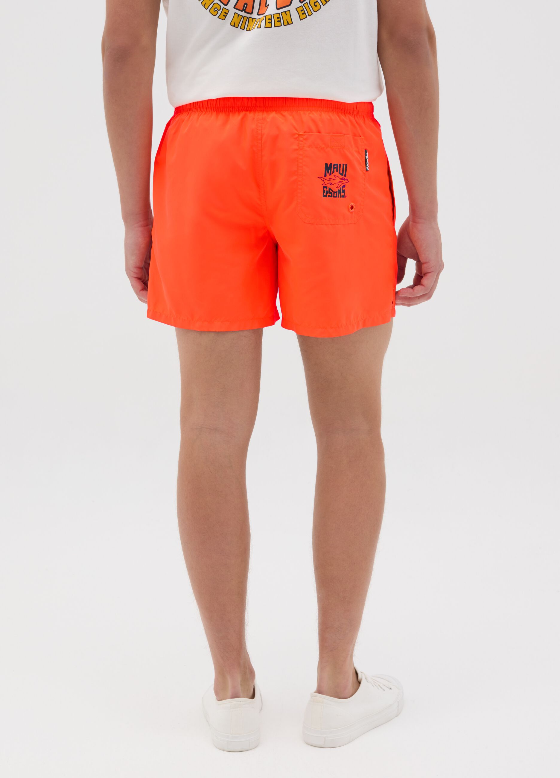 Men's Orange Maui Boxer Shorts in Fabric Blend