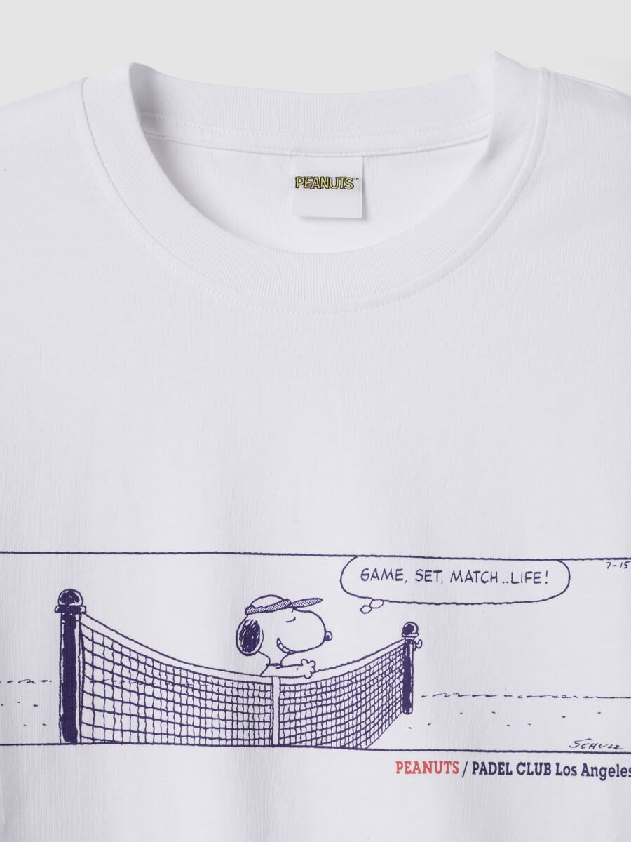 White pure cotton T-shirt with front print_5