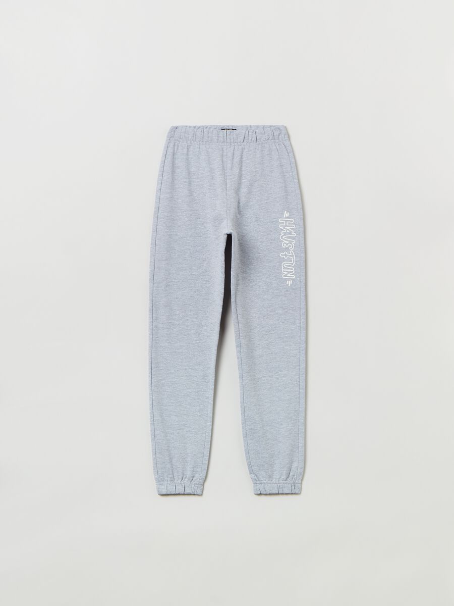 Joggers in felpa con stampa lettering_0