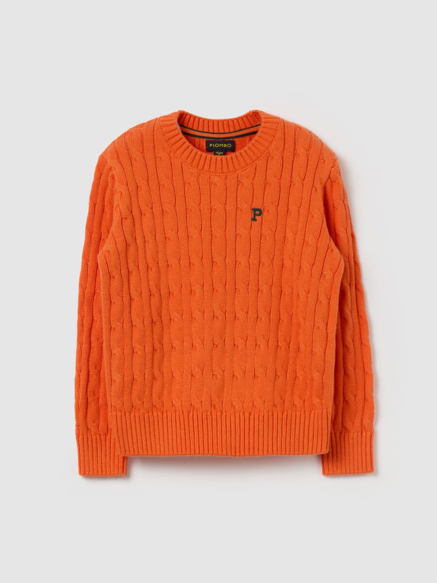 Cable-knit pullover with logo embroidery_3