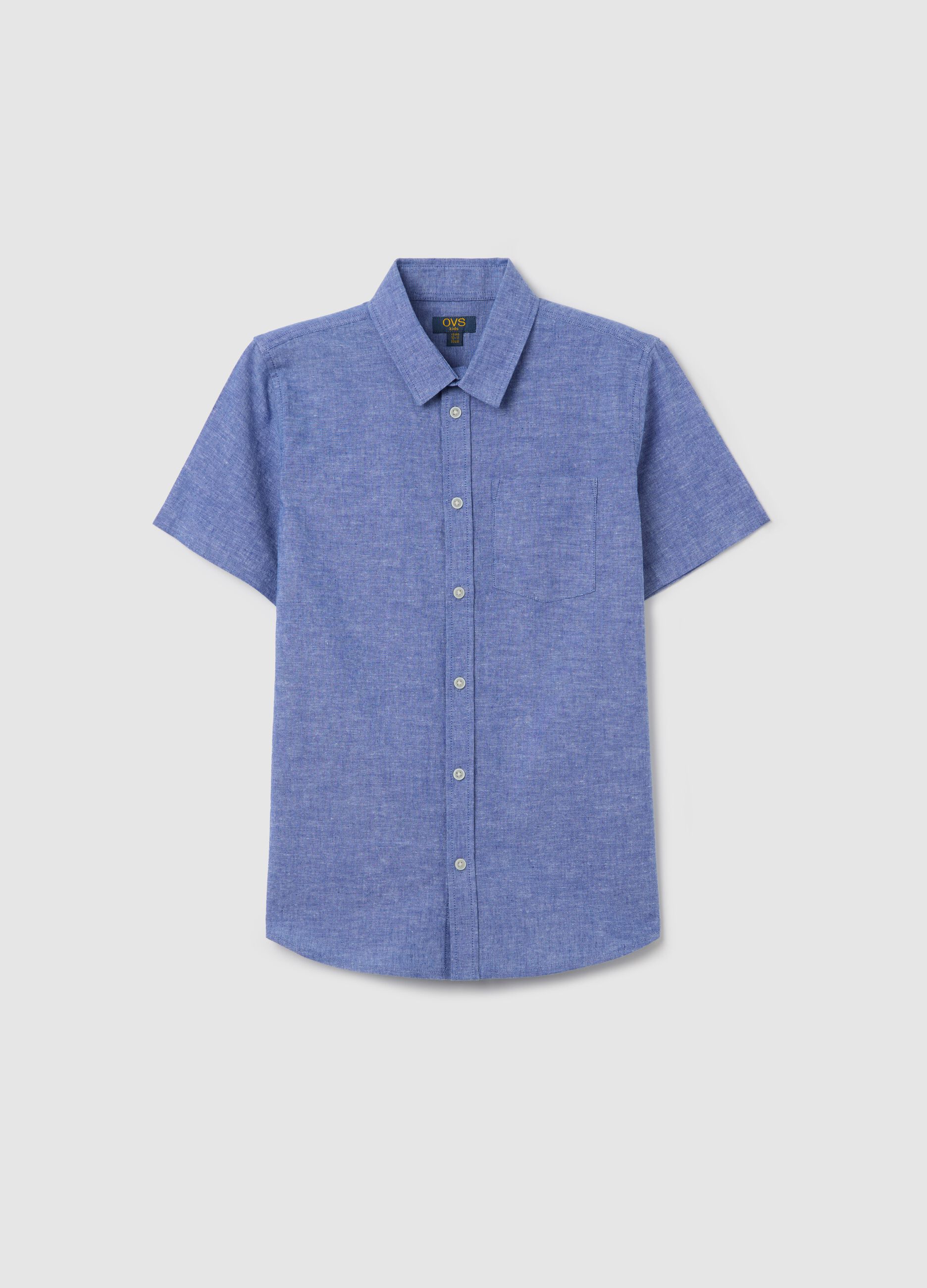 Blue shirt in cotton and linen