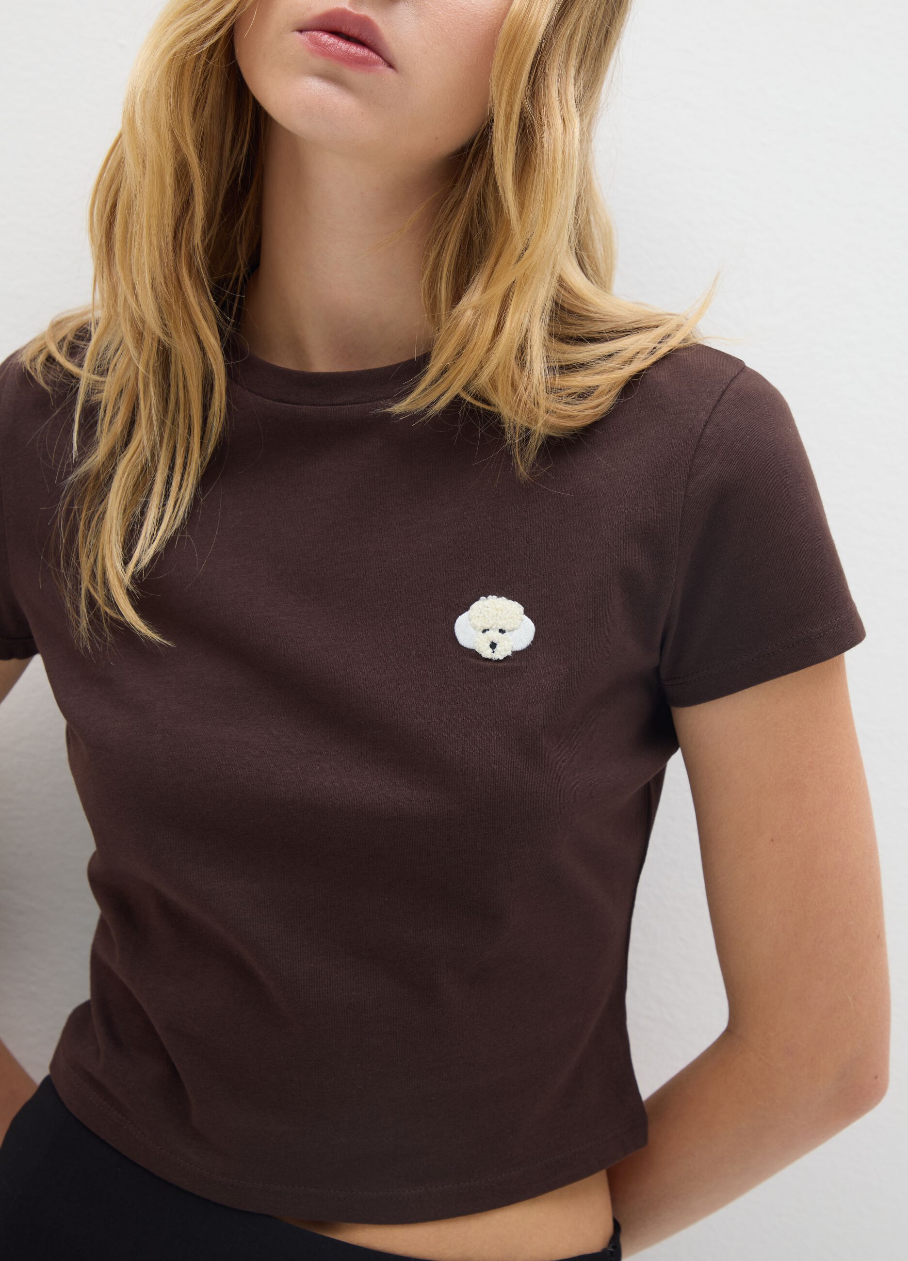 Brown Short-Sleeve Cotton T-Shirt
