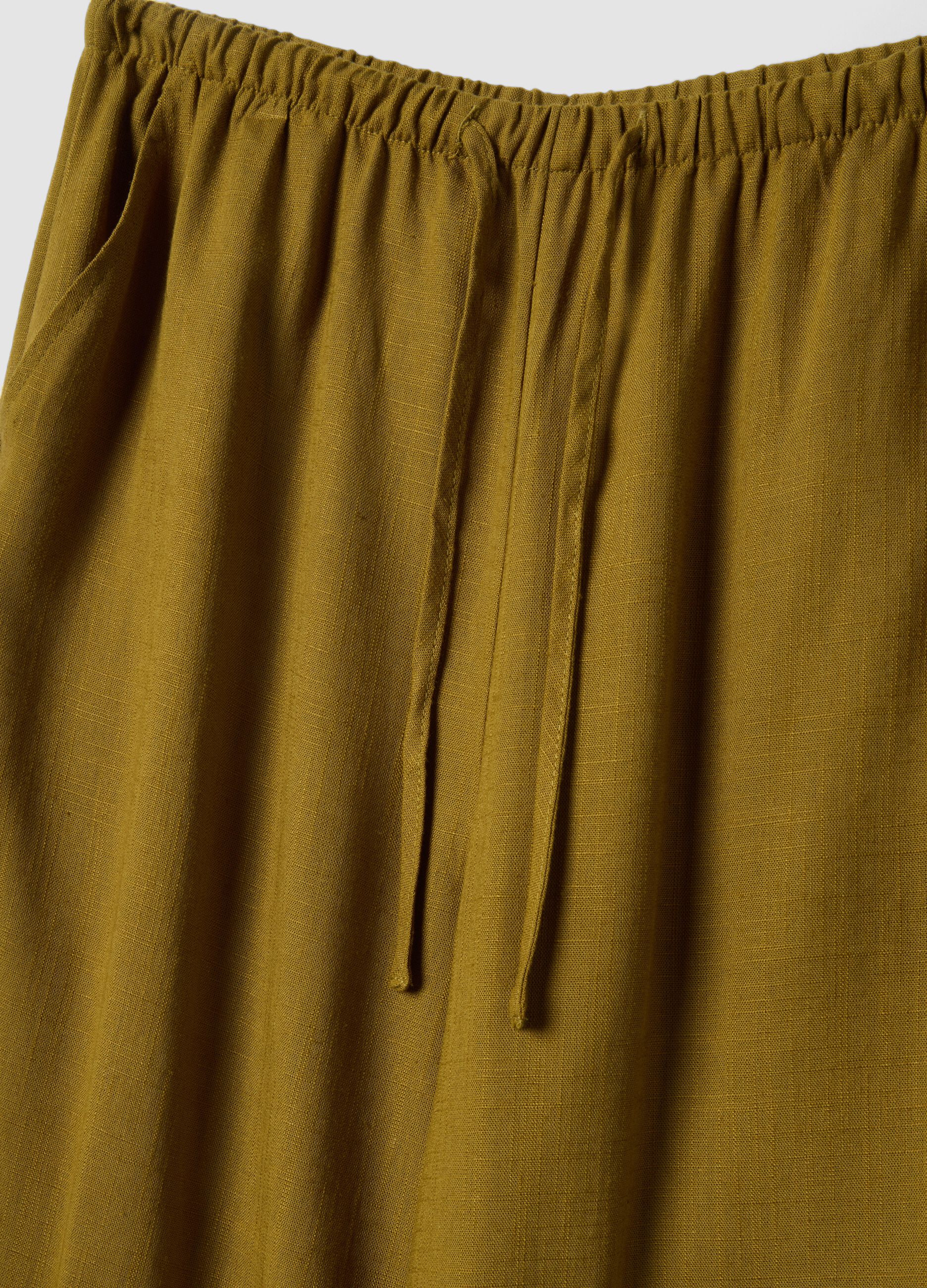 Yellow viscose and linen blend jogger trousers, relaxed fit