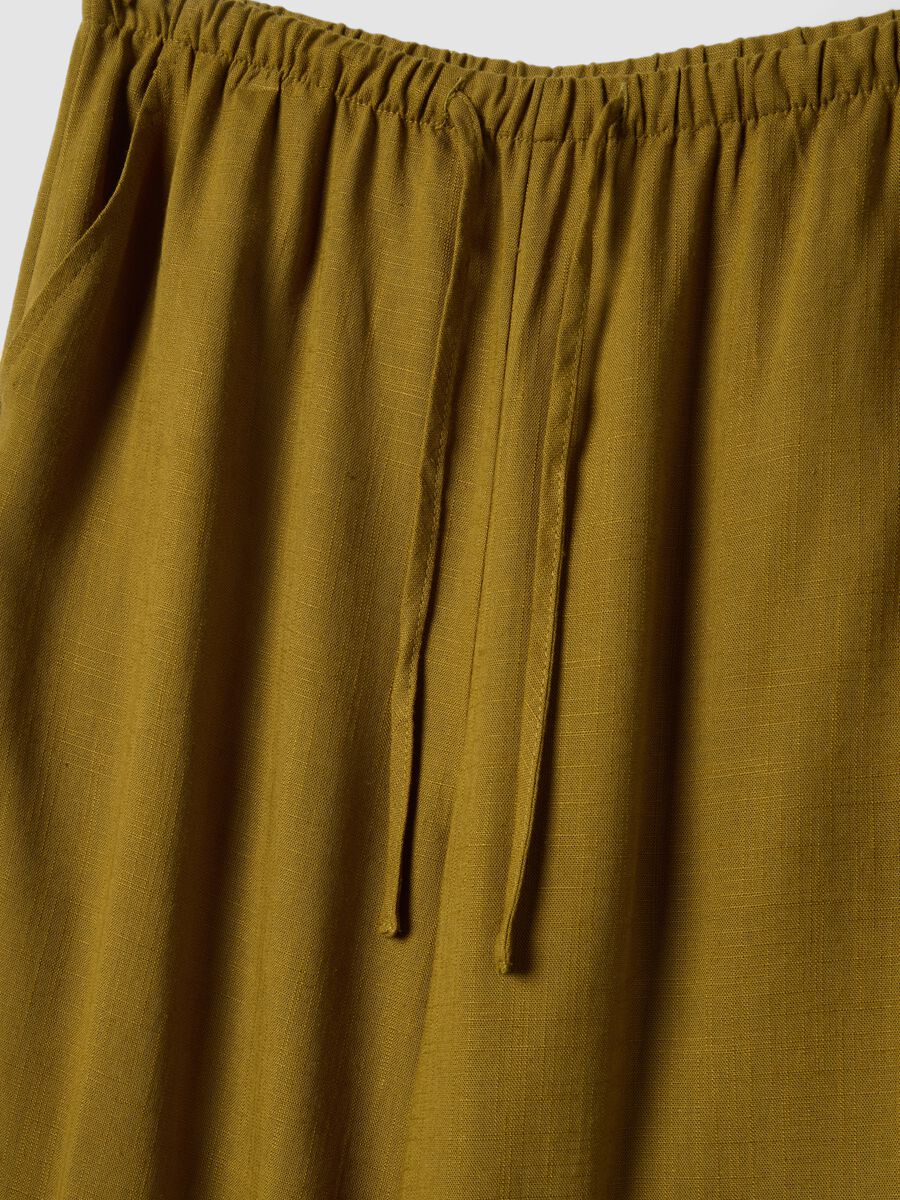 Yellow viscose and linen blend jogger trousers, relaxed fit_5