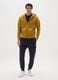 Yellow regular fit cotton blend hoodie with zip_1