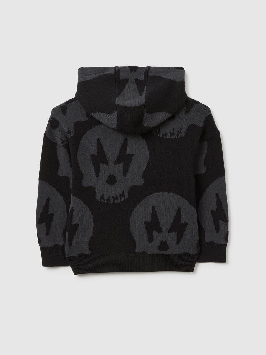 Black cotton sweater with skull design_1