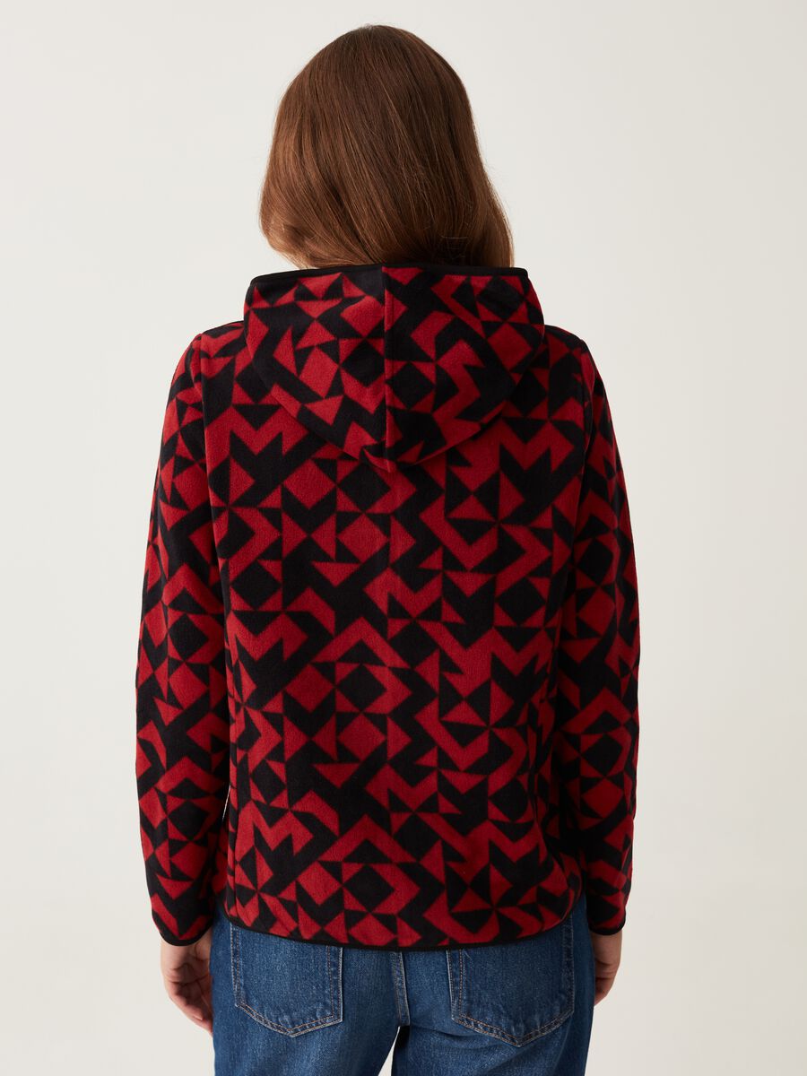 Full-zip in pile con cappuccio e stampa_2